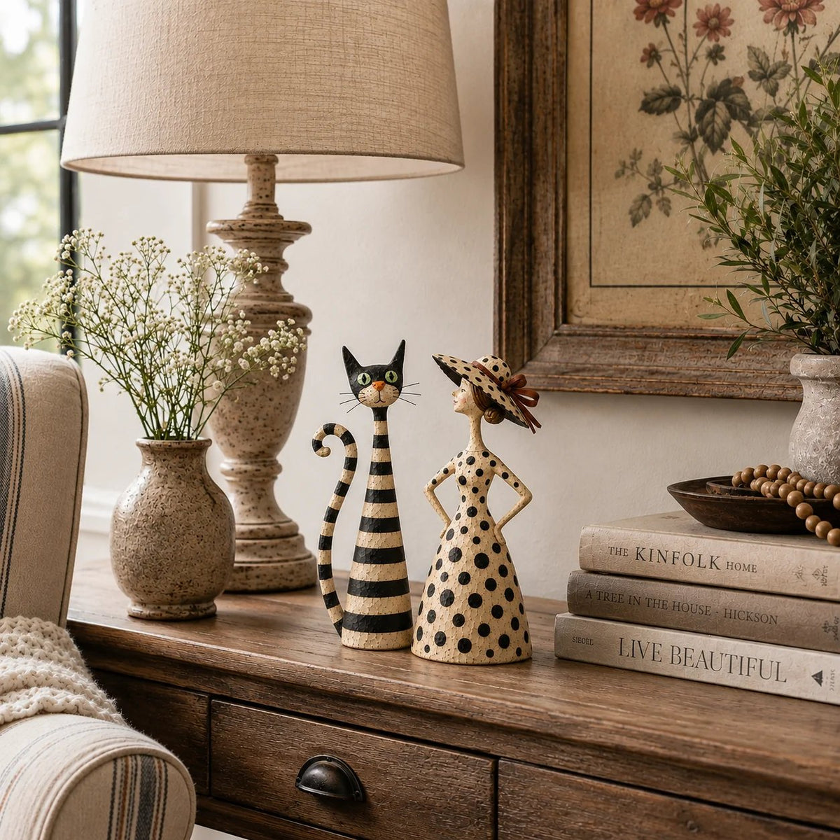 🐱✨ Vintage Cat & Lady Sculptures 🎨