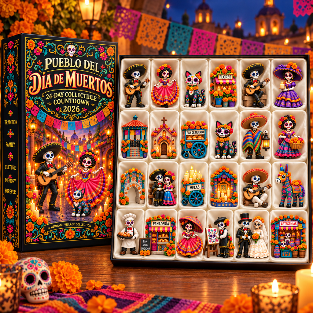 🎁🎁Pueblo del Día de Muertos 2026 – 24-Day Day of the Dead Collectible Countdown Calendar with 24 Unique Miniatures