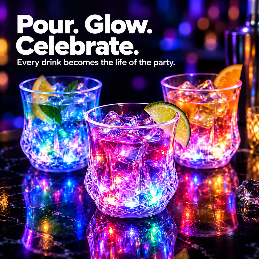 ✨✨Liquid Activated LED Light Up cups Crystal Drink Set