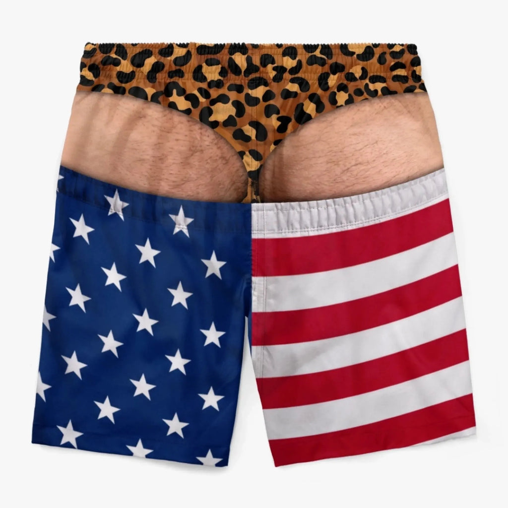 🔥8800+ sold 50% OFF🎁Funny Patriotic Men's Swim Trunks – Personalized Wide Load Beach Shorts