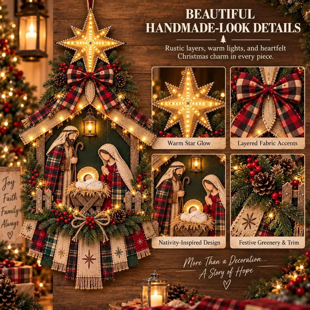 🔥🎄 Last Day 50% OFF – DIY Lighted Christmas Nativity Scene Door Hanging Kit ✨