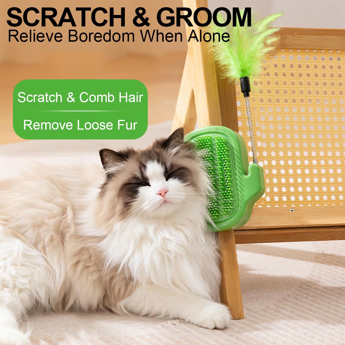 🐱🐱3-in-1 Soft Plastic Cat Corner Groomer with Catnip - Grooming Supplies