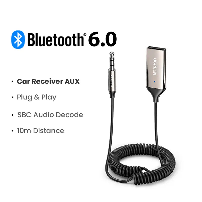🚗🎵Upgrade Your Car Audio – Bluetooth 6.0 AUX Wireless Receiver with Hands-Free Calling