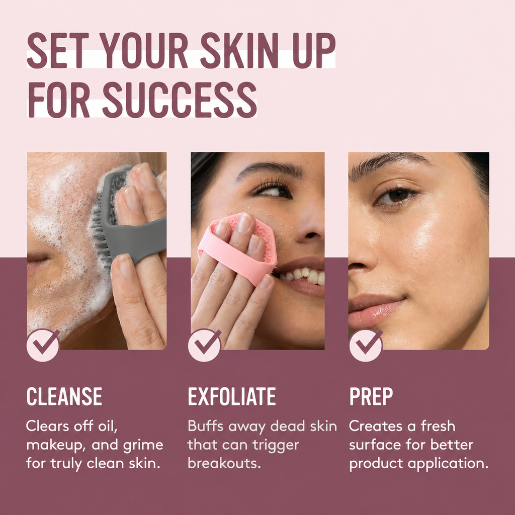 🛁 Antibacterial Silicone Body Brush for Sensitive & Acne-Prone Skin