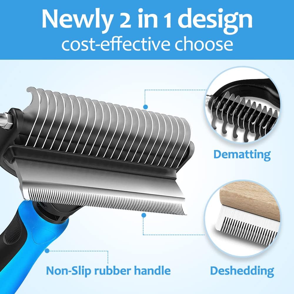 ❤️2-in-1 Undercoat Rake & Deshedding Brush for Dogs & Cats