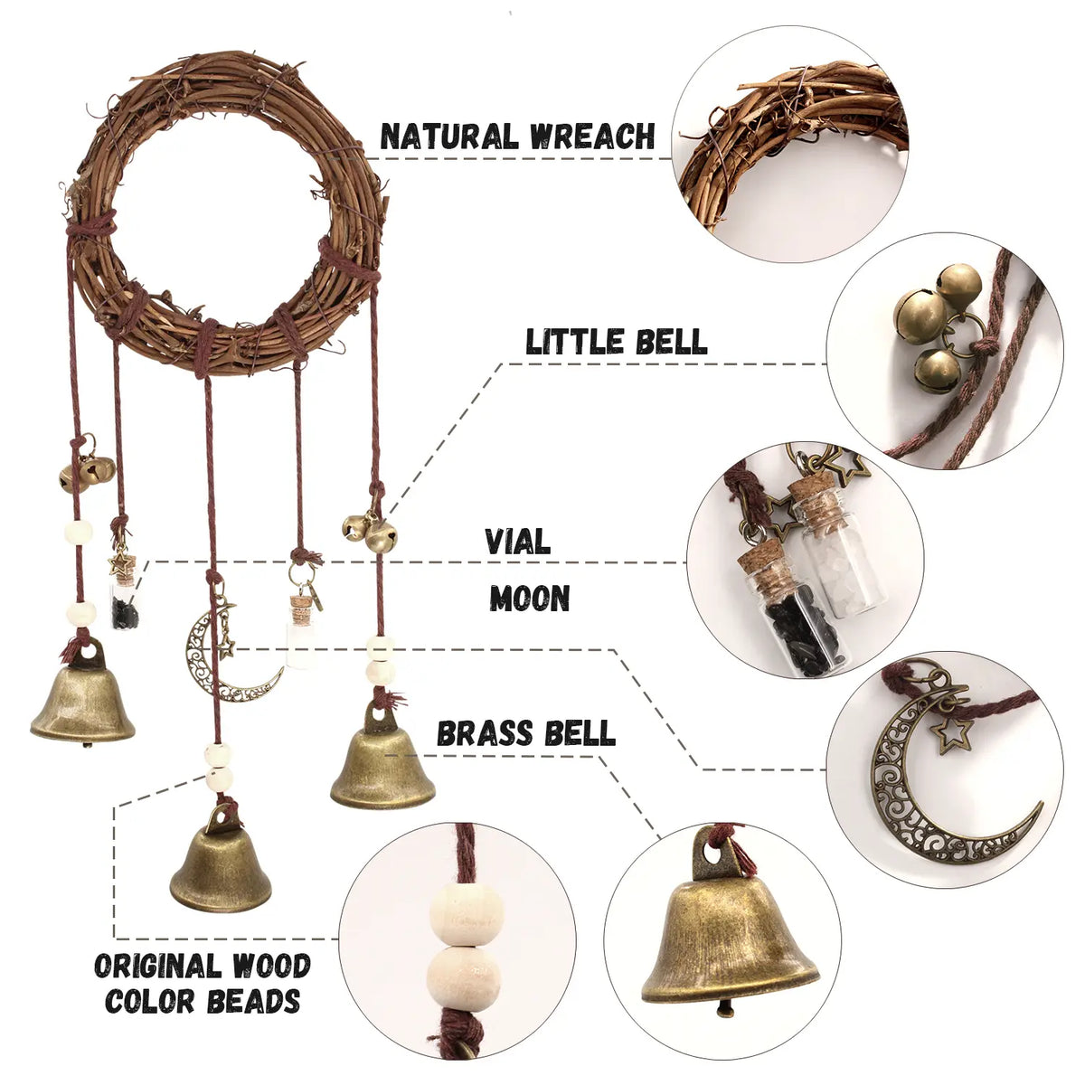 ✨ Boho Vintage Bell Hanging Decor – Whimsical Chime for a Cozy, Unique Home