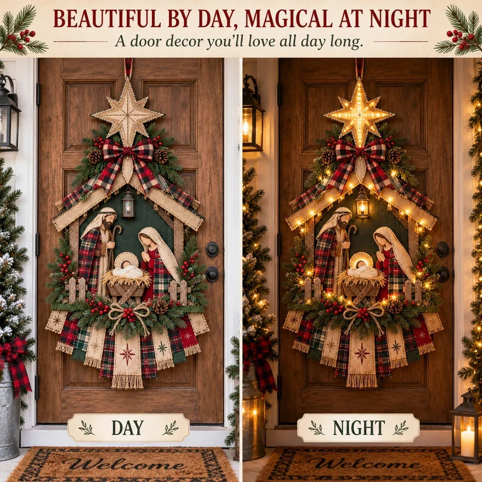 🔥🎄 Last Day 50% OFF – DIY Lighted Christmas Nativity Scene Door Hanging Kit ✨
