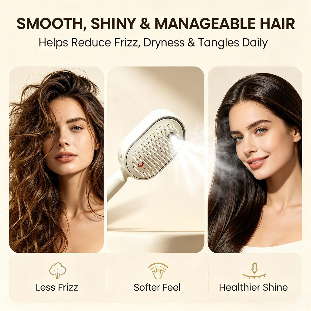 🔥Limited Time 50% OFF-Electric Nano Mist Spray Hair Brush, 3 in 1 Air Cushion Scalp Massager Comb With Essential Oil Atomization