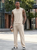 ✨Modern Knit Men's 2-Piece Leisure Suit – Sleeveless Tank Top & Lounge Pants