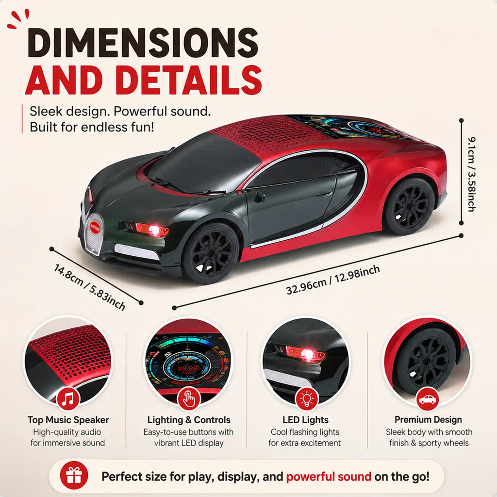 WSTER WS-660 Supercar Bluetooth Speaker with LED Lights