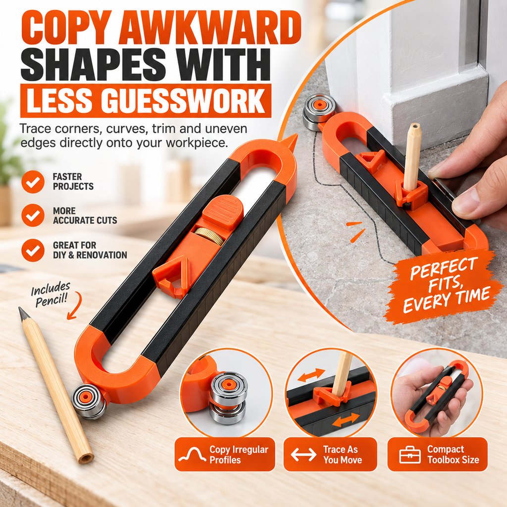 ✏️Contour Gauge Scribe Tool with Lock and Pencil