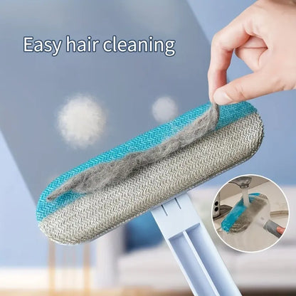 Upgraded Reusable Pet Hair Remover Brush – Extra-Long Handle Lint Cleaner for Dog & Cat Hair, Washable Multi-Surface Tool for Furniture, Bedding, Clothes & Car Interiors