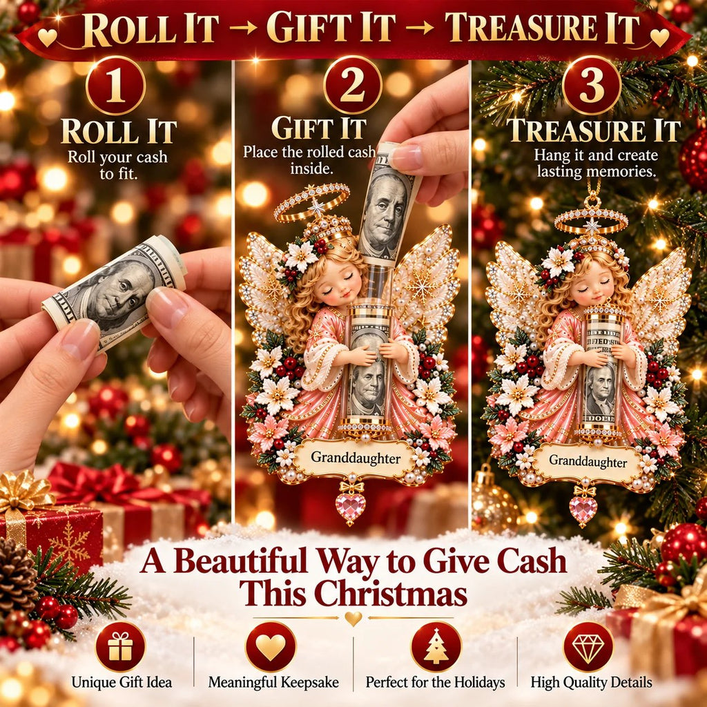 ⏰ LAST DAY SALE 49% OFF! 👼💵 3D Angel Christmas Cash Gift Ornament – Holiday Money Holder Keepsake ✨
