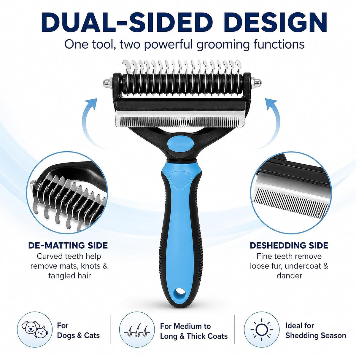 ❤️2-in-1 Undercoat Rake & Deshedding Brush for Dogs & Cats