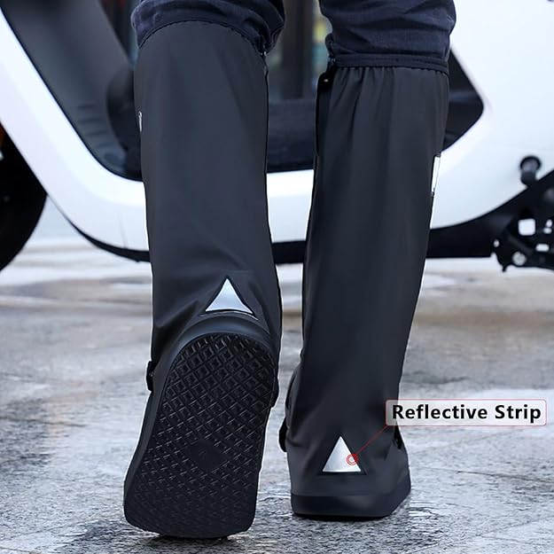 🌧️ Black Waterproof Rain Boot Shoe Cover with Reflector (1 Pair)
