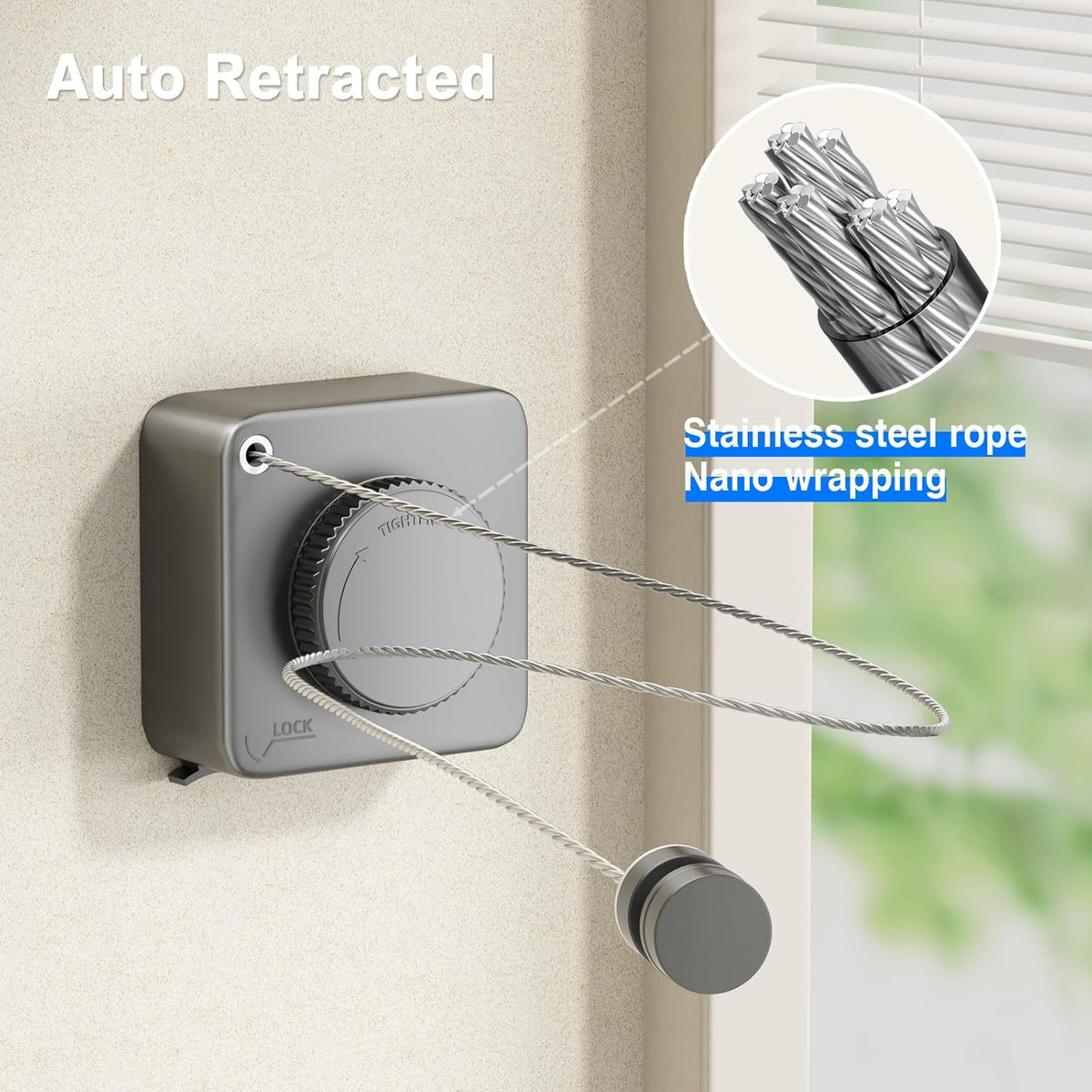 Retractable Clothesline (Suitable for Indoor/Outdoor Use)