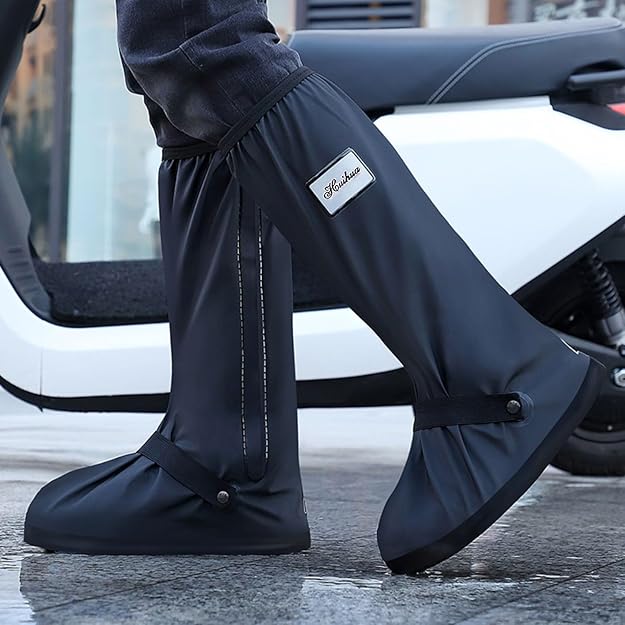 🌧️ Black Waterproof Rain Boot Shoe Cover with Reflector (1 Pair)