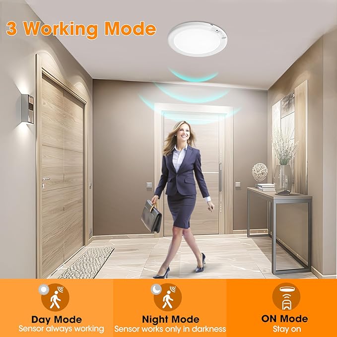 Magnetic Rechargeable Motion Sensor Ceiling Light with Remote