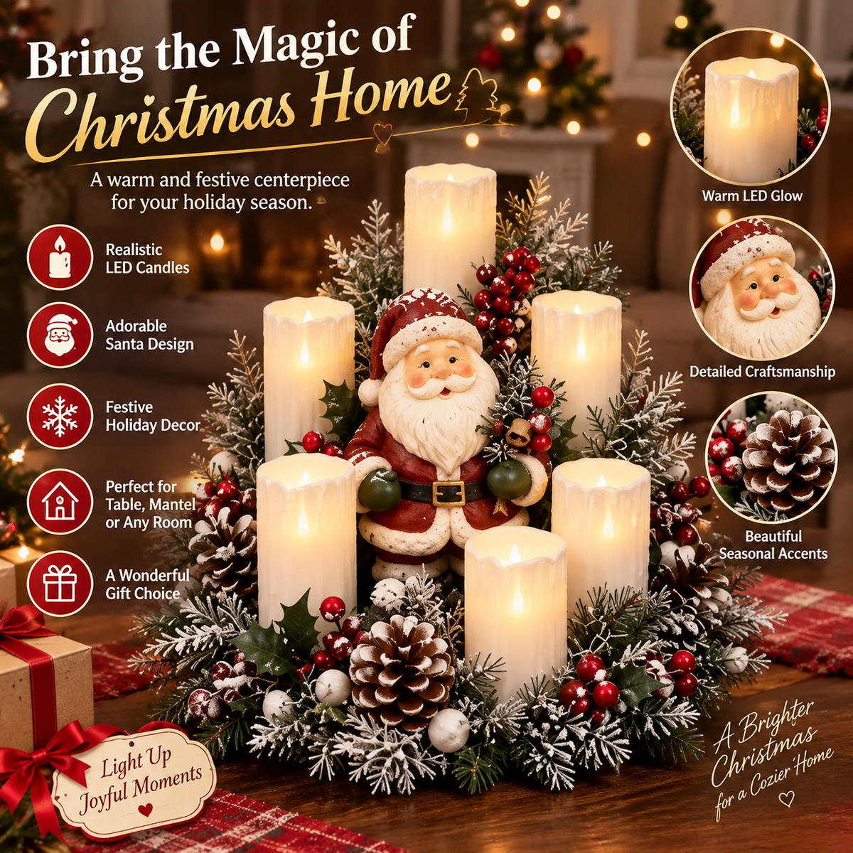 🎅🎄 Christmas Santa Table Centerpiece – Festive Winter Holiday Decor！！！✨✨