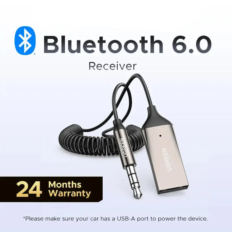🚗🎵Upgrade Your Car Audio – Bluetooth 6.0 AUX Wireless Receiver with Hands-Free Calling