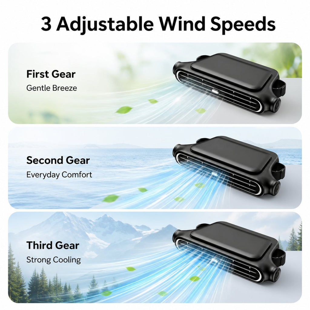 🚗 3000mAh Rechargeable Cordless Car Seat Cooling Fan with 3-Speeds