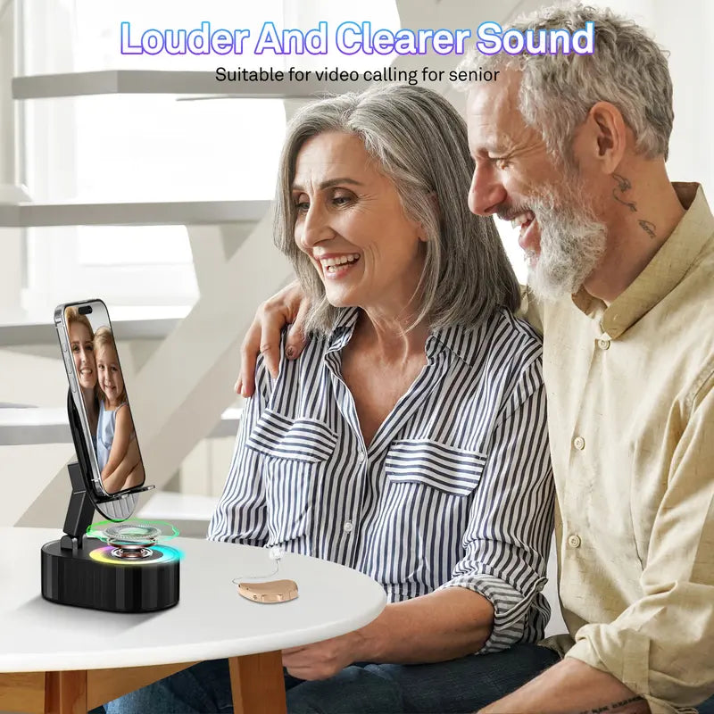 🔊📱5-in-1 Wireless Smartphone Speaker Stand – Bluetooth Audio, LED Light & Power Bank ✨