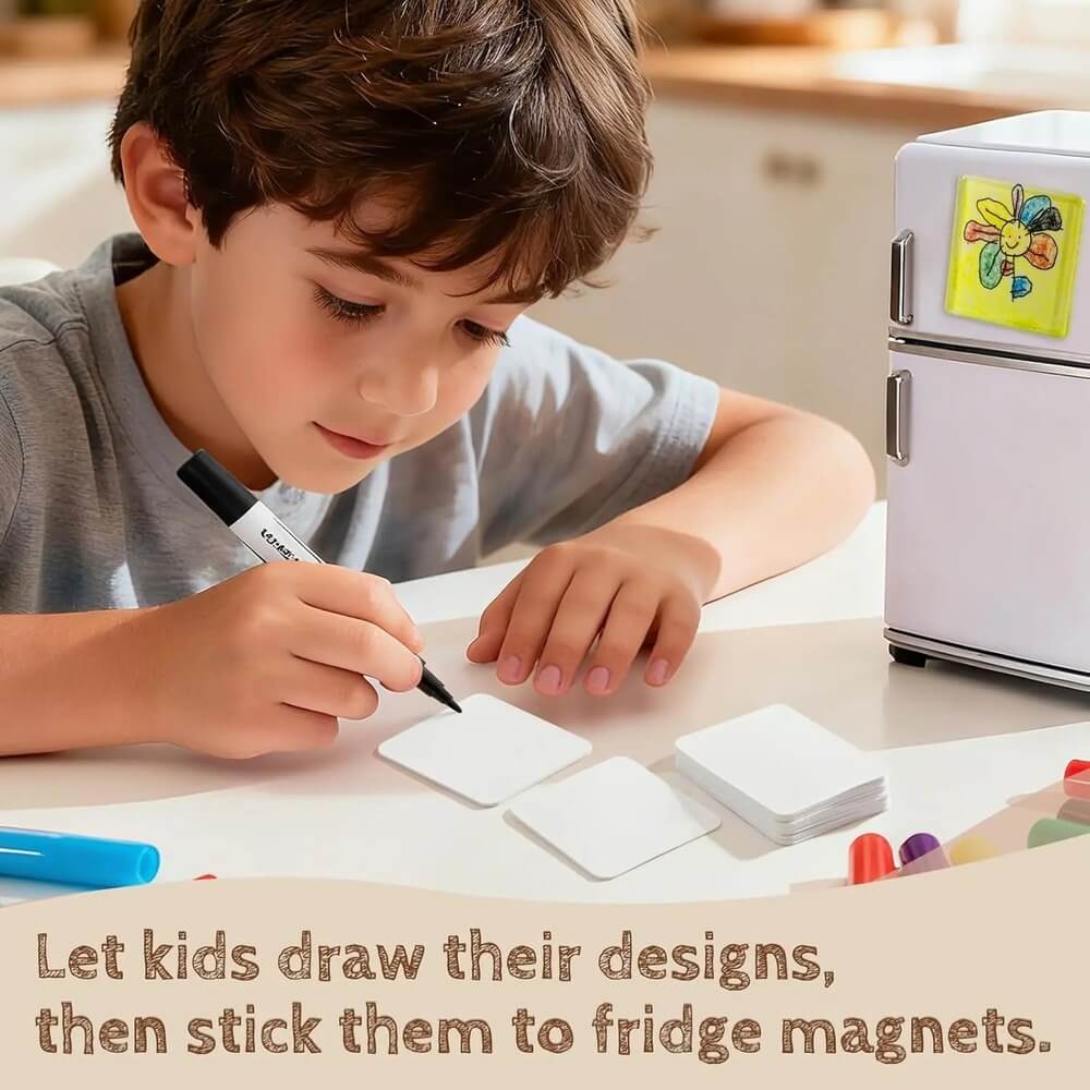 Acrylic DIY Square Fridge Magnets Set with Adhesive Backing - Photo Frames for Crafts, Kitchen, Home Decor Use