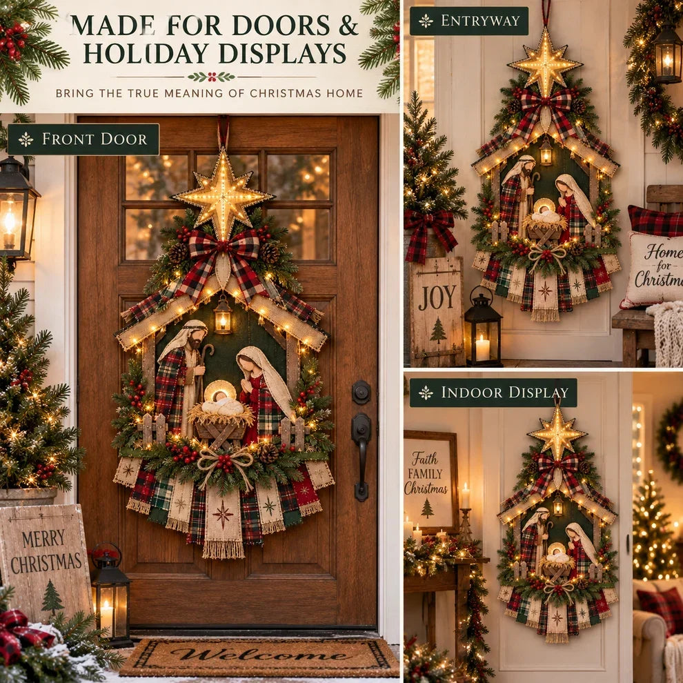 🔥🎄 Last Day 50% OFF – DIY Lighted Christmas Nativity Scene Door Hanging Kit ✨