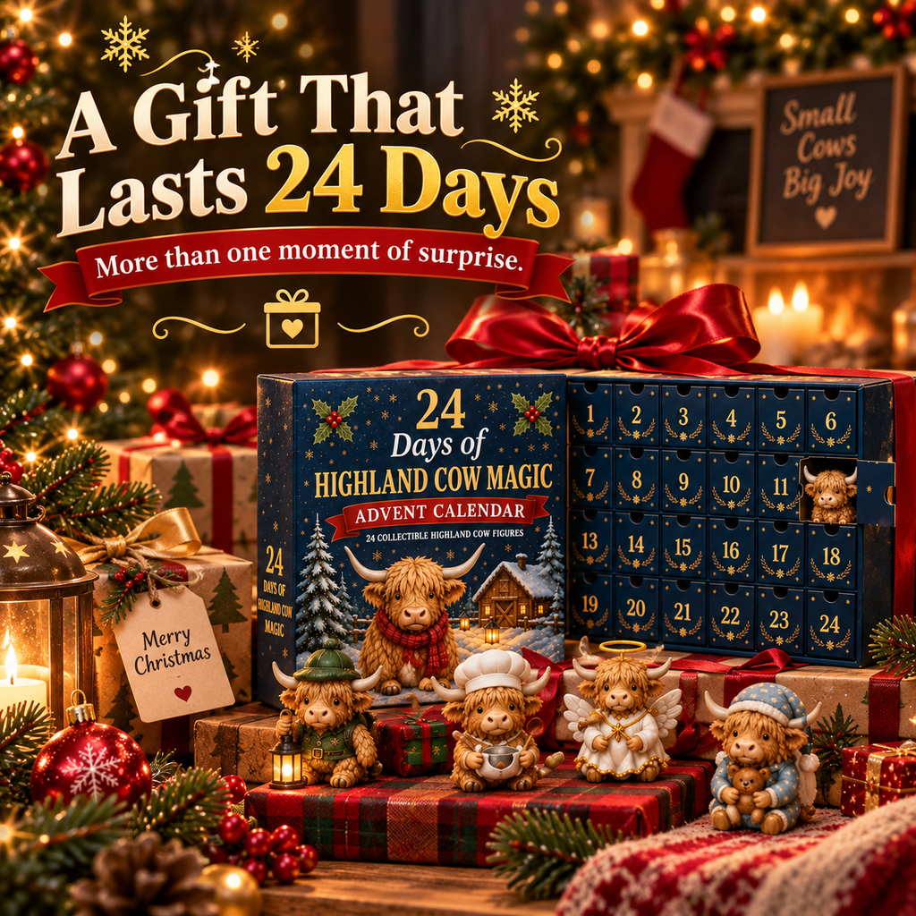 🔥 Last Day 50% OFF! 🐮 24-Day Highland Cow Surprise Advent Calendar 🎄