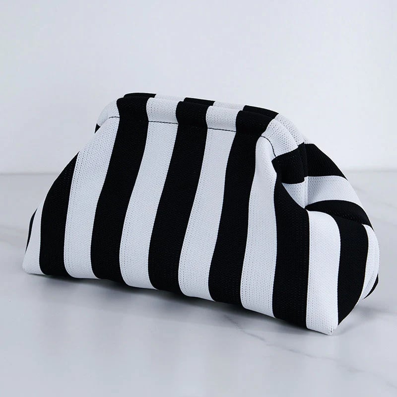 ☁️ Women's Striped Dot Cloud Handbag 👜 | Clip-Top Crossbody Bag ✨