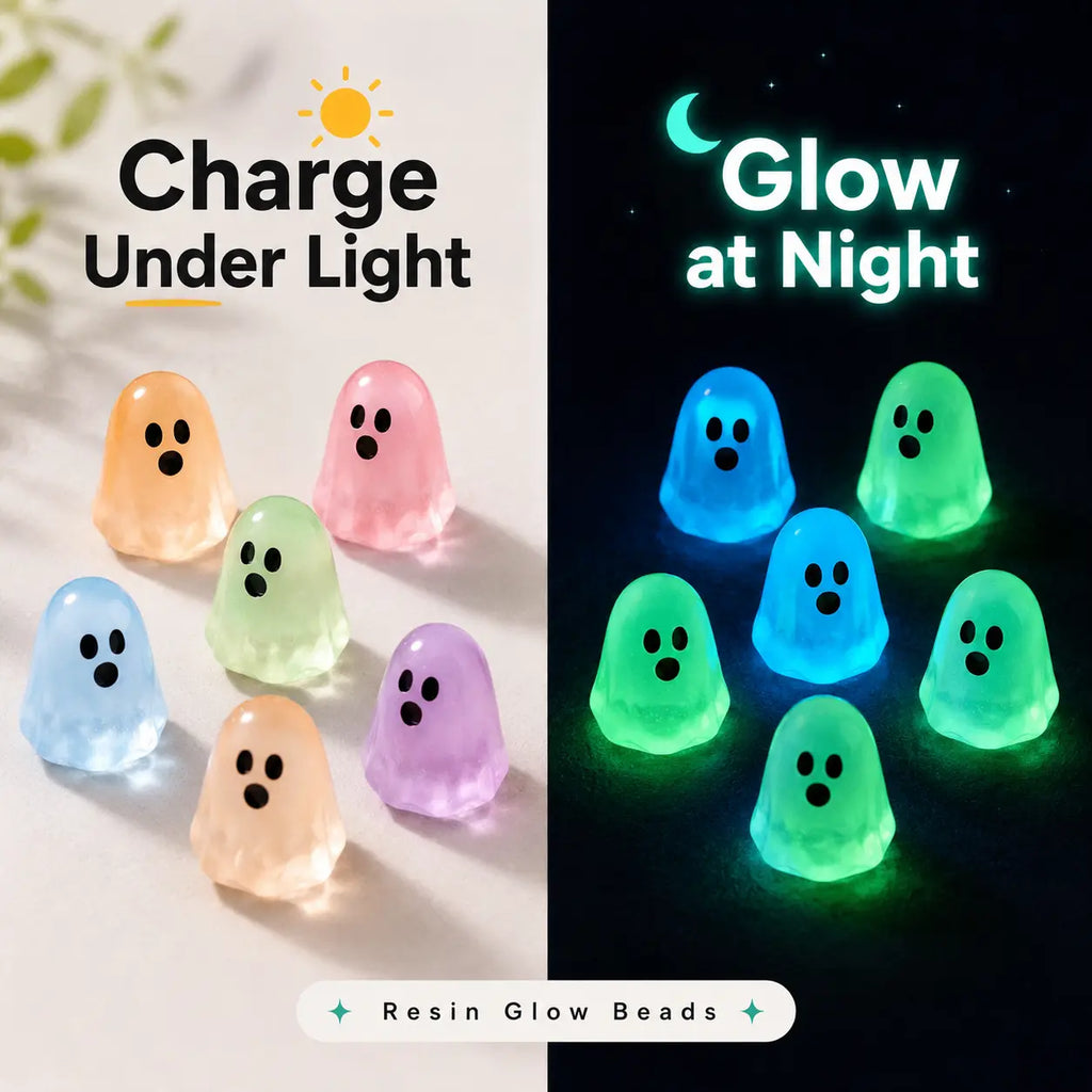👻 Glow-in-the-Dark Ghost Beads – 20/50pcs for Halloween & DIY Crafts 🎃
