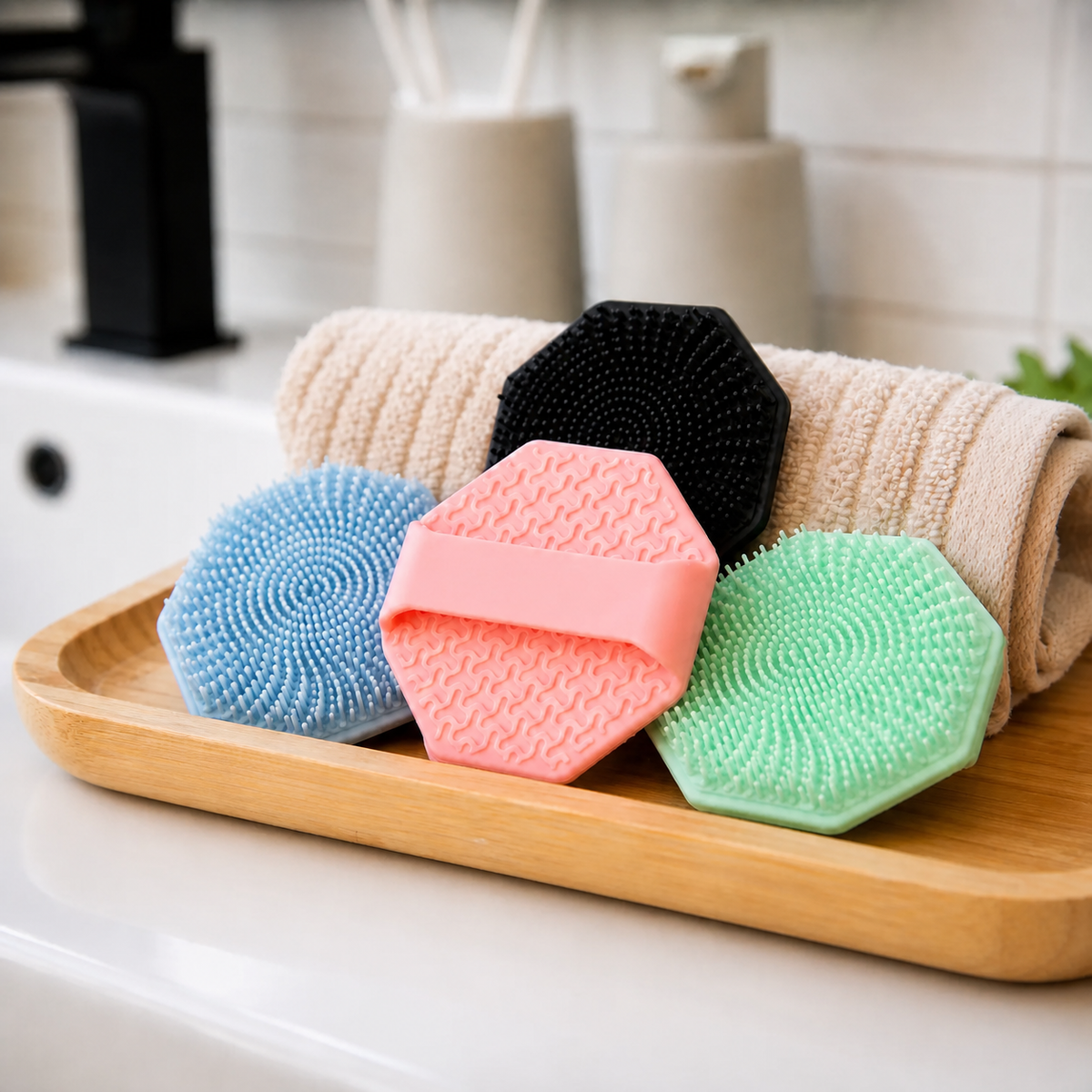 🛁 Antibacterial Silicone Body Brush for Sensitive & Acne-Prone Skin