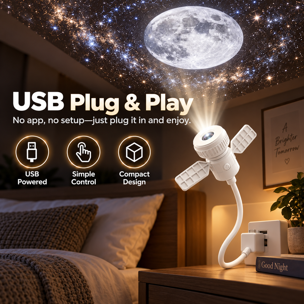 7-Pattern Star Projector Night Light – USB Galaxy Ceiling Lamp for Bedroom