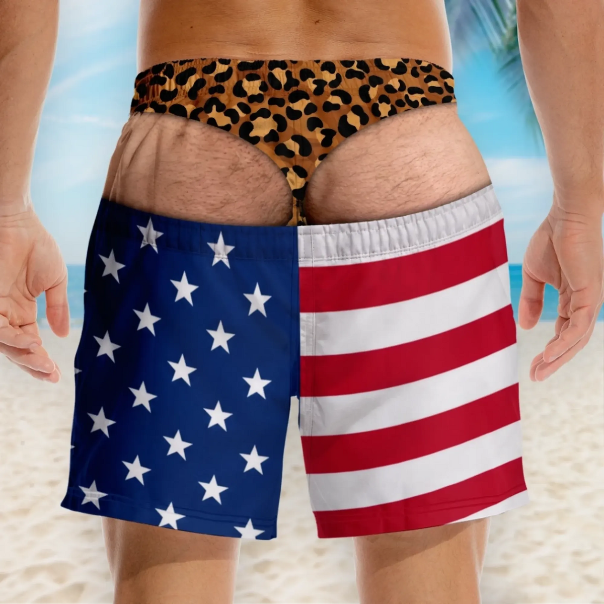 🔥8800+ sold 50% OFF🎁Funny Patriotic Men's Swim Trunks – Personalized Wide Load Beach Shorts