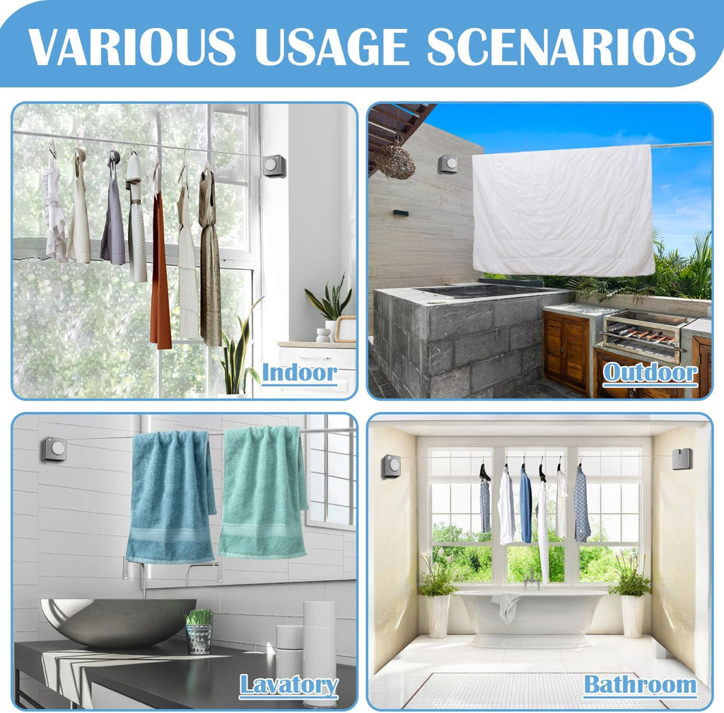 Retractable Clothesline (Suitable for Indoor/Outdoor Use)