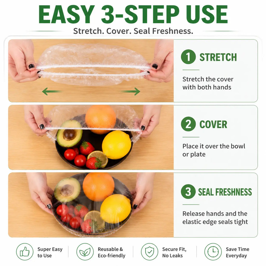 🥗 100PCS Disposable Stretch Food Covers 🍽️✨