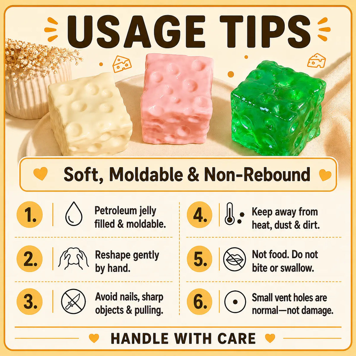 🧀🤏 Squeeze the Stress Away – The Adorably Squishy Cheese Cube Fidget Toy 😌✨