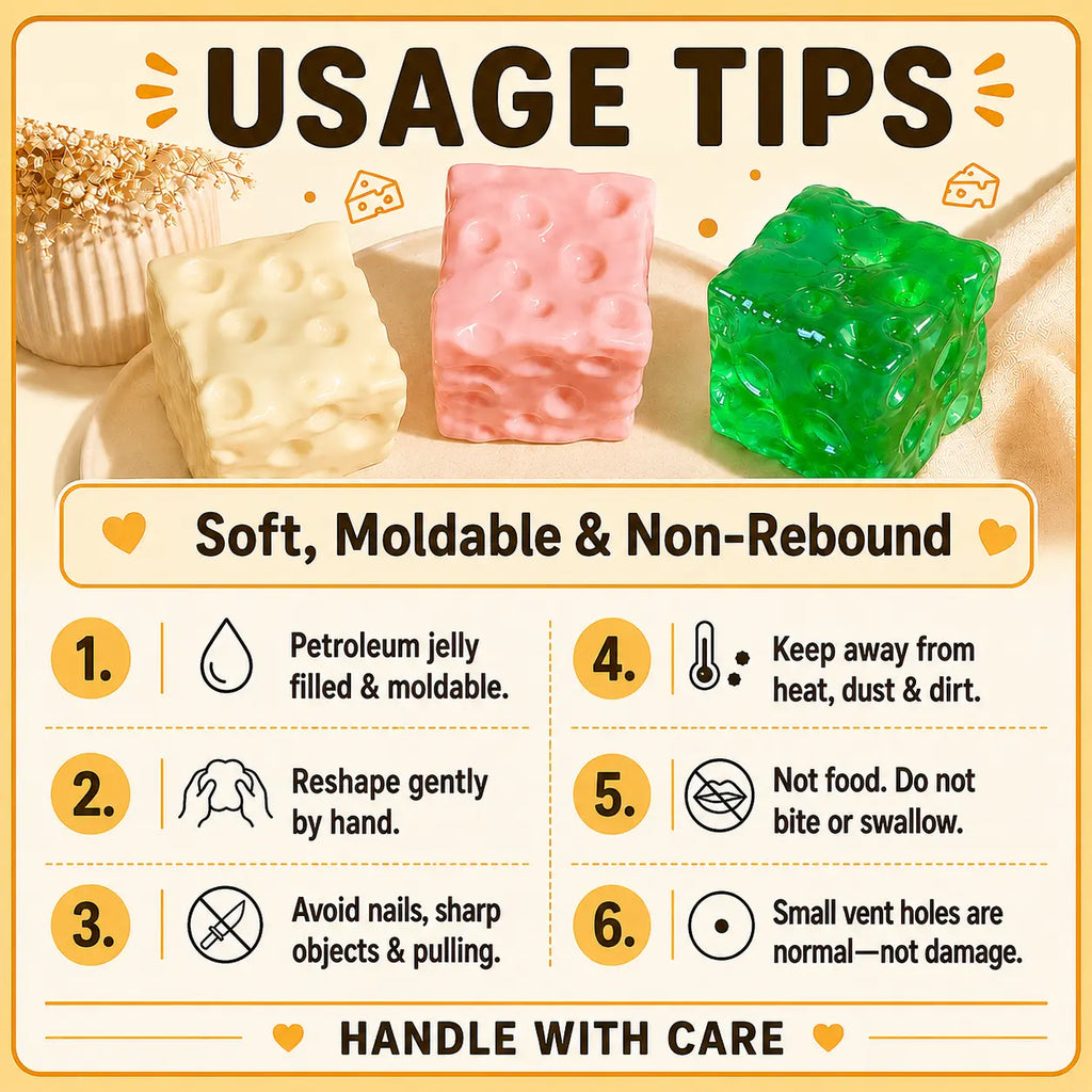 🧀🤏 Squeeze the Stress Away – The Adorably Squishy Cheese Cube Fidget Toy 😌✨