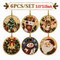 🔥🎁6Pcs/12Pcs Christmas DIY Diamond Painting Ornaments Kit, Xmas Tree Hanging Pendant🎄
