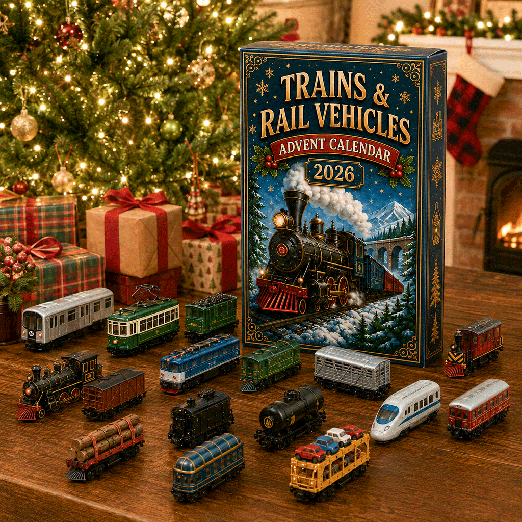⏰Christmas Early Bird 50% OFF-🎄🚂Trains & Rail Vehicles Advent Calendar 2026 – 24 Railway Surprises