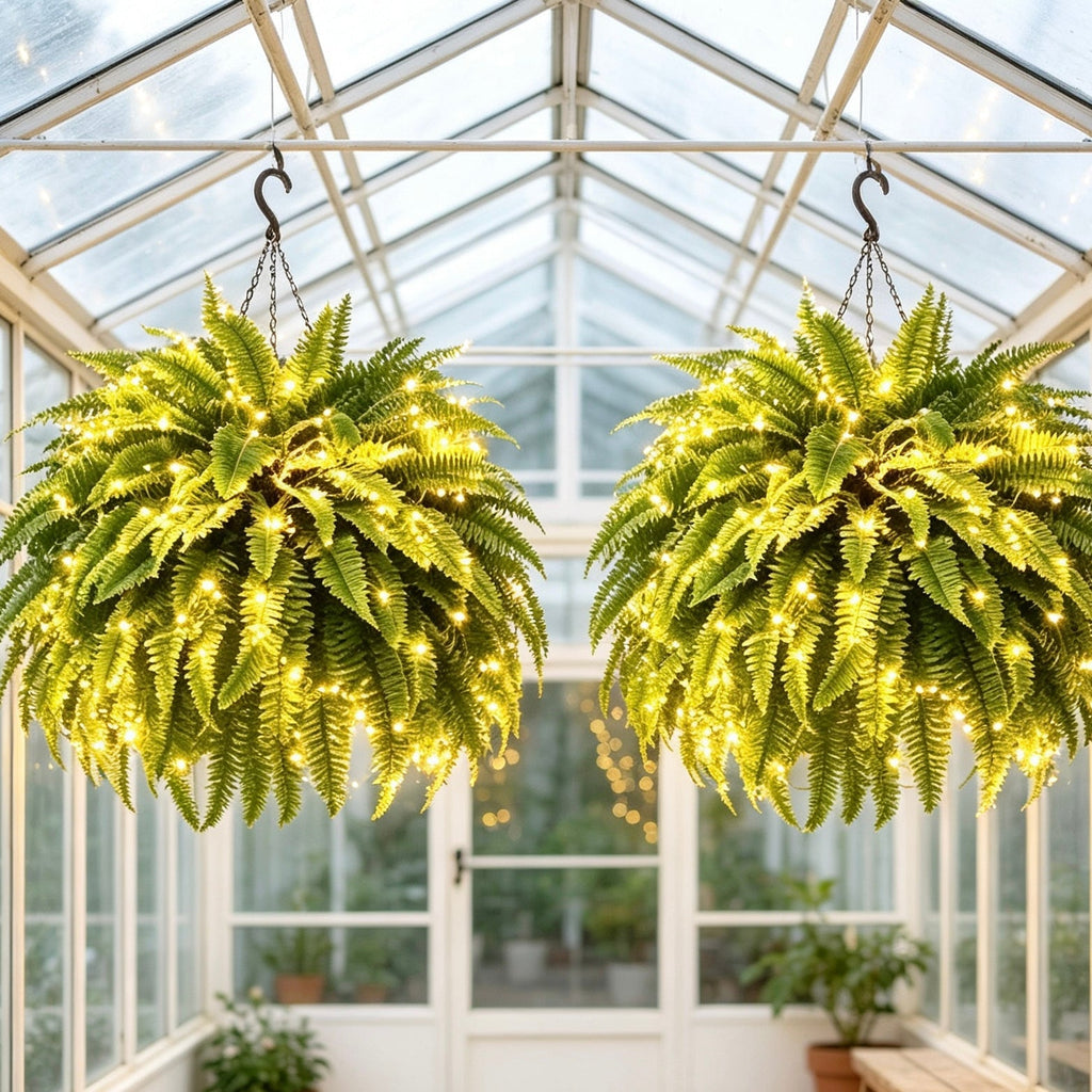 💛Glowing Boston Ferns with Lights – 🌿 Zero Watering, Zero Maintenance🌿