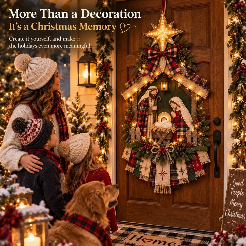 🔥🎄 Last Day 50% OFF – DIY Lighted Christmas Nativity Scene Door Hanging Kit ✨