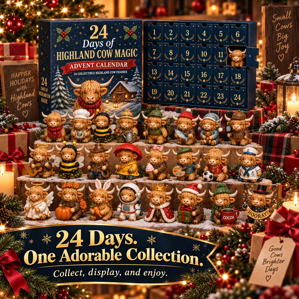 🔥 Last Day 50% OFF! 🐮 24-Day Highland Cow Surprise Advent Calendar 🎄