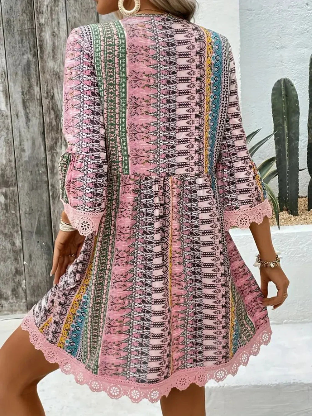 Women's Bohemian Print V-Neck Dress