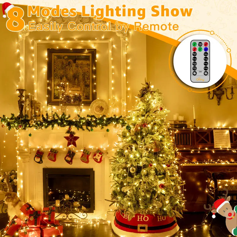 ✨38FT Fairy Lights, 100 LED Plug in Outdoor String Lights-8 Modes