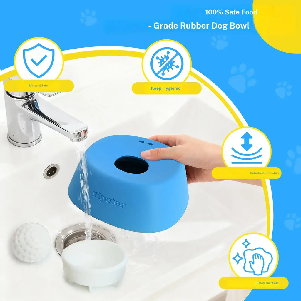 🐶🐶No-Spill Slow Feeder Dog Bowl — Built-In Rolling Ball for Liquid Treats
