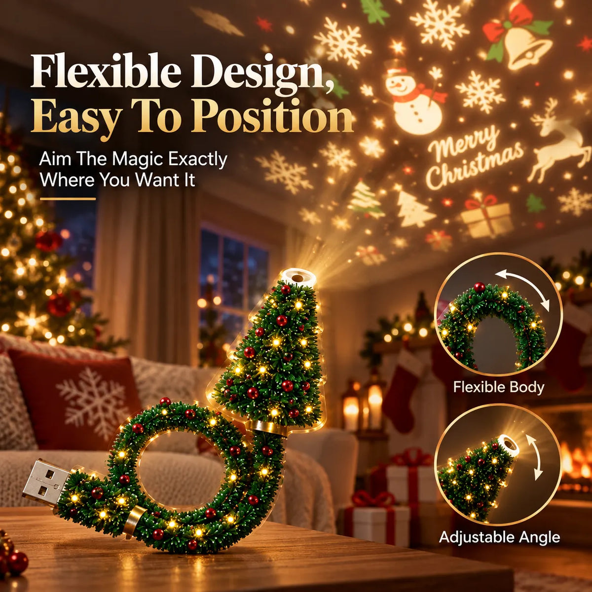 🎄✨ Christmas Ceiling Projection Light – 6 Magical Holiday Designs in One Lamp 🌟
