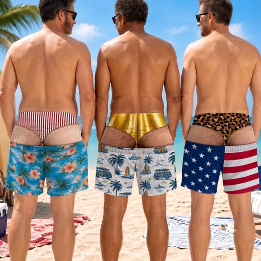 🔥8800+ sold 50% OFF🎁Funny Patriotic Men's Swim Trunks – Personalized Wide Load Beach Shorts