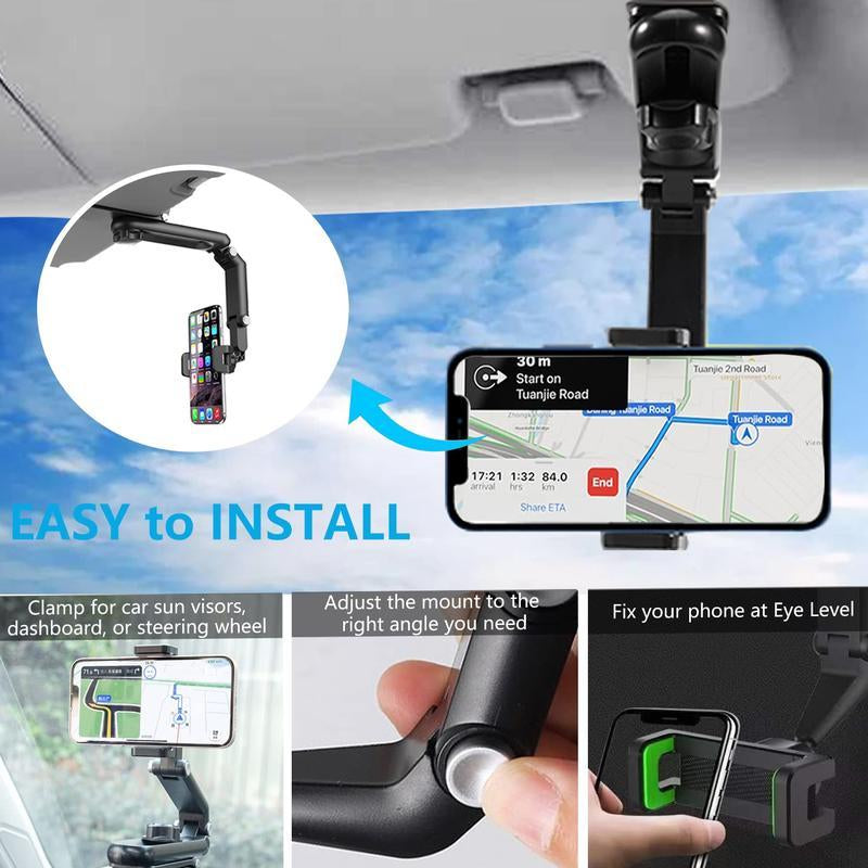1080° Multi-function Sun Visor Universal 360 Degree Rotating Phone Holder exavon Suitable for Any Scene Car Holder - Rotatable and Retractable