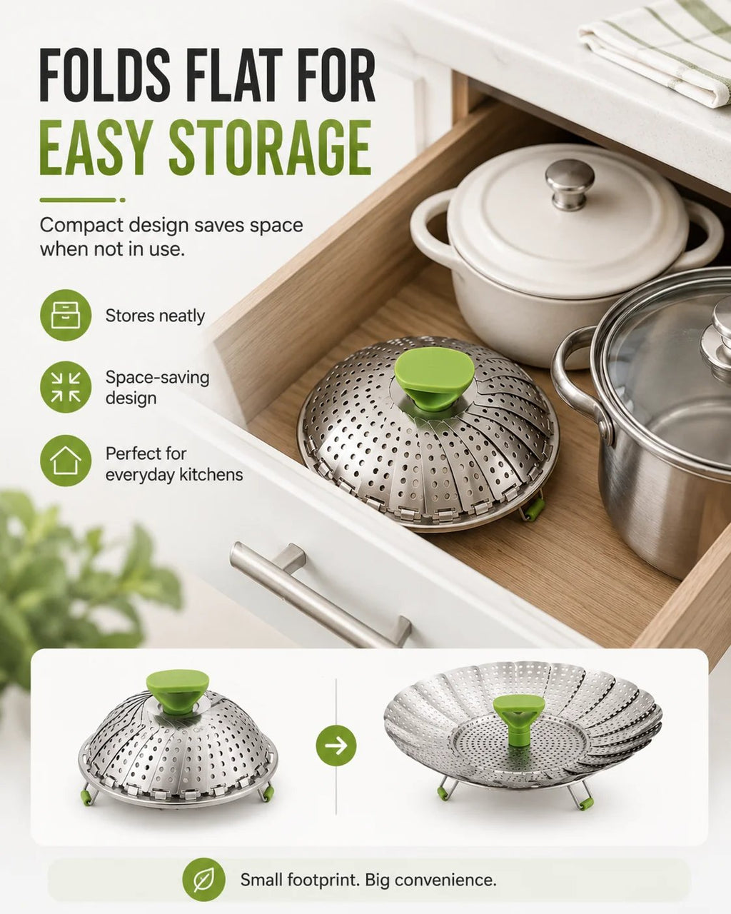 🥦💨 Expandable Stainless Steel Steamer Basket | Foldable Pot Insert 🍲✨
